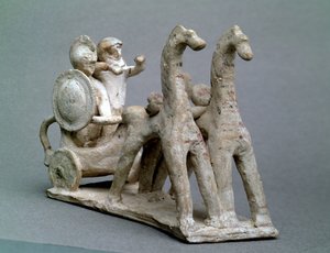 Carro y caballos, de la Tumba de la Princesa Nefertiabet, Reino Antiguo (arcilla)